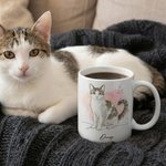 Personalized Watercolour Style Pet Photo Heartwarming Text 11 oz 15 oz Ceramic Mug with Names Daily Use Birthday Gift for Pet Owner Lover