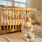 Personalised Cute Wreath Rabbit Initial Plush Easter Bunny Stuffed Toy with Name and Year Easter Gift for Newborns Kids