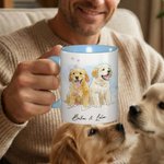 Personalized Watercolour Style Pet Photo Heartwarming Text 11 oz 15 oz Ceramic Mug with Names Daily Use Birthday Gift for Pet Owner Lover