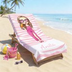 Telo mare personalizzato con stampa leopardata, personaggio e nome, ad asciugatura rapida, oversize - Regalo di compleanno per donne