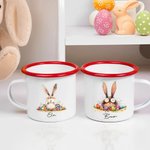 Gepersonaliseerde 355 ml Emaille Mok met Grappige Konijnenmotief en Naam Paasfeest Cadeautje voor Kinderen