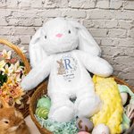 Personalised Cute Wreath Rabbit Initial Plush Easter Bunny Stuffed Toy with Name and Year Easter Gift for Newborns Kids