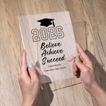 Personalisierte Bachelor Cap Inspirational Words LED-Nachtlicht mit Holzsockel Klasse von 2026 Abschluss Geschenk für Absolventen