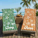 Personalized Multicolor Ocean Theme Stripe Oversized Quick Dry Beach Towel with Name Beach Travel Essentials Birthday Gift for Family Friend