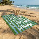 Personalised Multicolour Ocean Theme Stripe Oversized Quick Dry Beach Towel with Name Beach Travel Essentials Birthday Gift for Family Friend