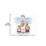 Personalized Mother and 1-3 Children Cartoon Character Electronic File Paper Framed Painting with Names Home Decor Mother's Day Birthday Gift for Mom