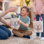 Personalized Cute Wreath Bunny Ears Easter Basket with Name Easter Party Gift for Boys Girls