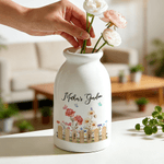 Personalised Birth Flower Ceramic Flower Vase with 1-7 Names Home Decor Birthday Housewarming Mother's Day Gift for Mother Grandmother
