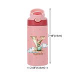 Conejito de Pascua Personalizado Estrella con Inicial Nombre 12 oz Botella de Agua Aislante con Asa y Pajita de Silicona Pascua Regalo Escolar para Niños Niños
