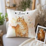 Gepersonaliseerd Aquarel Huisdier Foto Hart Paw Print Zacht Kussenhoes met Naam Adoptie Verjaardag Cadeau voor Kat Hond Huisdier Eigenaar