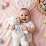 Personalised Cute Wreath Rabbit Initial Plush Easter Bunny Stuffed Toy with Name and Year Easter Gift for Newborns Kids