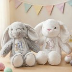 Personalised Cute Wreath Rabbit Initial Plush Easter Bunny Stuffed Toy with Name and Year Easter Gift for Newborns Kids
