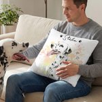 Gepersonaliseerd Aquarel Huisdier Foto Hart Paw Print Zacht Kussenhoes met Naam Adoptie Verjaardag Cadeau voor Kat Hond Huisdier Eigenaar