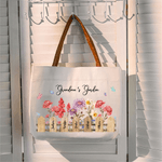 Nacimiento Personalizado Flor Bolsa de lona con nombre y asa Cumpleaños Regalo de dama de honor para las mujeres