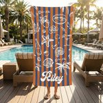 Personalised Multicolour Ocean Theme Stripe Oversized Quick Dry Beach Towel with Name Beach Travel Essentials Birthday Gift for Family Friend