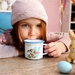 Gepersonaliseerde 355 ml Emaille Mok met Cartoon Paashaasmotief Naam en Initiaal Paascadeau voor Jongens en Meisjes