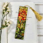 Personalised Birth Flower Stained Glass Acrylic Bookmark with Name and Tassel Reading Accessories Birthday Gift for Book Lovers