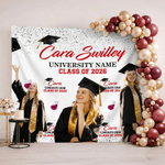 Personalised 1-6 Photos Multicolour Graduation Tapestry Banner with Name and Year Graduation Celebration Party Decor Gift for Graduates Family Friends
