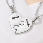 Personalized Exquisite Heart Puzzle 2-8 Pcs Necklace with Engraved Names Birthday Anniversary Mother's Day Gift for Family Friends Couples