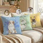 Gepersonaliseerd Aquarel Huisdier Foto Hart Paw Print Zacht Kussenhoes met Naam Adoptie Verjaardag Cadeau voor Kat Hond Huisdier Eigenaar