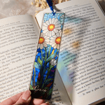 Personalised Birth Flower Stained Glass Acrylic Bookmark with Name and Tassel Reading Accessories Birthday Gift for Book Lovers