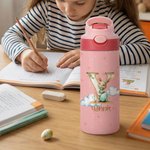 Conejito de Pascua Personalizado Estrella con Inicial Nombre 12 oz Botella de Agua Aislante con Asa y Pajita de Silicona Pascua Regalo Escolar para Niños Niños