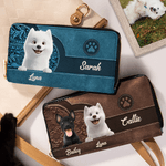 Henkilökohtainen 3D Cartoon Dog Retro Heart PU Nahka käsi lompakko nimi ja vetoketju Päivittäinen käyttö Syntymäpäivä Äitienpäivä lahja lemmikkieläinten omistaja rakastaja