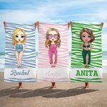 Telo mare personalizzato con stampa leopardata, personaggio e nome, ad asciugatura rapida, oversize - Regalo di compleanno per donne