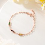 Personalized 1-6 Birthstone Sterling Silver Family Bracelet Dainty Jewellery Birthday Valentine's Day Mother's Day Gift for Women
