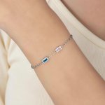Personalized 1-6 Birthstone Sterling Silver Family Bracelet Dainty Jewellery Birthday Valentine's Day Mother's Day Gift for Women