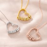 Collier de coeur familial circulaire ouvert personnalisé avec 1-5 pendentifs de nom gravé Bijoux délicats Anniversaire Cadeau de fête des mères pour les femmes