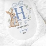 Personalised Cute Wreath Rabbit Initial Plush Easter Bunny Stuffed Toy with Name and Year Easter Gift for Newborns Kids