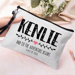 Personalized And So The Adventure Begins Makeup Bag with Name and Year Portable Travel Accessory Graduation Class of 2026 Gift for Her