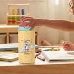 Conejito de Pascua Personalizado Estrella con Inicial Nombre 12 oz Botella de Agua Aislante con Asa y Pajita de Silicona Pascua Regalo Escolar para Niños Niños