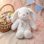 Personalised Cute Wreath Rabbit Initial Plush Easter Bunny Stuffed Toy with Name and Year Easter Gift for Newborns Kids
