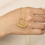 Collier de coeur familial circulaire ouvert personnalisé avec 1-5 pendentifs de nom gravé Bijoux délicats Anniversaire Cadeau de fête des mères pour les femmes