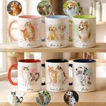 Personalized Watercolour Style Pet Photo Heartwarming Text 11 oz 15 oz Ceramic Mug with Names Daily Use Birthday Gift for Pet Owner Lover