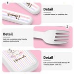 Personalised Cute Flower Animal Fork Spoon Knife 3 Pcs Cutlery Set with Name Back to School Easter Birthday Gift for Boys Girls