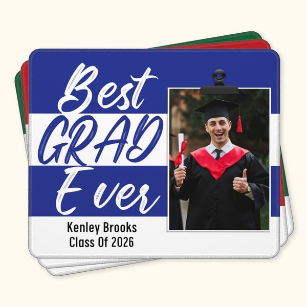 Personlig flerfärgad Stripes Best Grad Ever Foto Halkfri musmatta med namn och Class of 2026 Graduation Gift för Graduates Seniors