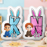 Personalised Cute Kid Cartoon Character Initial Shaped Cushion Home Decor Birthday Gift for Boys Girls