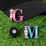 Marcador de pelotas de golf personalizado de dibujos animados con clip magnético para sombrero y nombre Regalo de cumpleaños para los amantes del golf