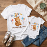 Personalized Cute Animals 100% Cotton Baby Bodysuit T-shirt Matching Outfit with Names First Mother's Day Gift for Newborn New Mom