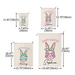 Personalized Happy Easter Cartoon Bunny Canvas Drawstring Gift Bag with Name Easter Hunting Party Gift for Boys Girls