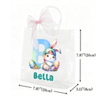 Personalised Cute Easter Bunny Clear Gift Bag with Name and Initial Easter Party Favors Gift for Kid