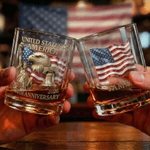 Personalised Eagle Statue of Liberty American Flag 10 oz Whiskey Glass with Name America's 250th Anniversary Gift for Dad Whiskey Lover