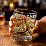 Personalised Best Dad Ever Fist 10 oz Rock Whiskey Glass with Names Old Fashioned Father's Day Birthday Gift for Man Whiskey Lover