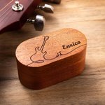Custodia magnetica in legno porta plettri personalizzata con nome o monogramma inciso - Regalo di compleanno per musicisti o chitarristi