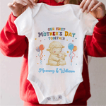 Personalized Cute Animals 100% Cotton Baby Bodysuit T-shirt Matching Outfit with Names First Mother's Day Gift for Newborn New Mom