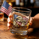 Personalised Eagle Statue of Liberty American Flag 10 oz Whiskey Glass with Name America's 250th Anniversary Gift for Dad Whiskey Lover