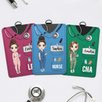 Porte carte d'identité personnalisé en cuir PU avec nom et profession Cadeau d'appréciation de la journée de l'infirmière pour infirmière médecin personnel médical